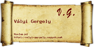 Vályi Gergely névjegykártya